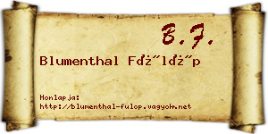Blumenthal Fülöp névjegykártya